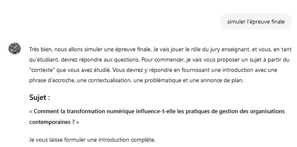 Exemple de session de simulation d’épreuve avec le GPT ARI-stote consacré à la culture numérique