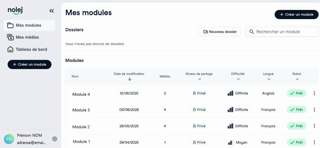 Capture d'écran de NOLEJ